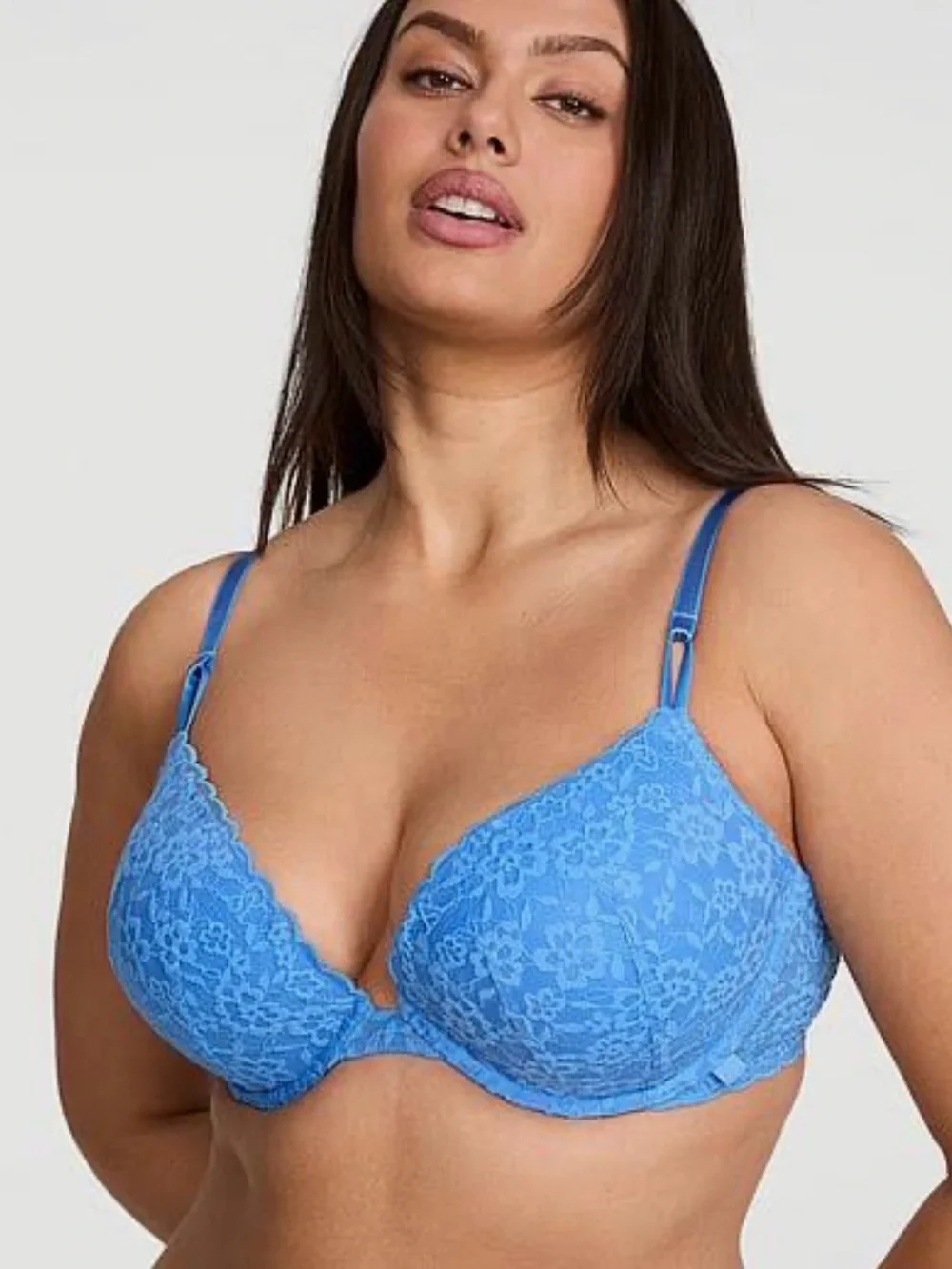 Victoria’s Secret Lace Push-Up Bra in Bright Blue